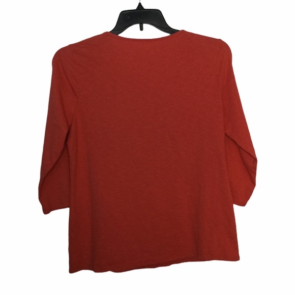 Coldwater Creek M Medium 8 - 10 Shirt Top 3/4 Sleeve Spice Leaf Black Crew NWOT - Picture 3 of 6